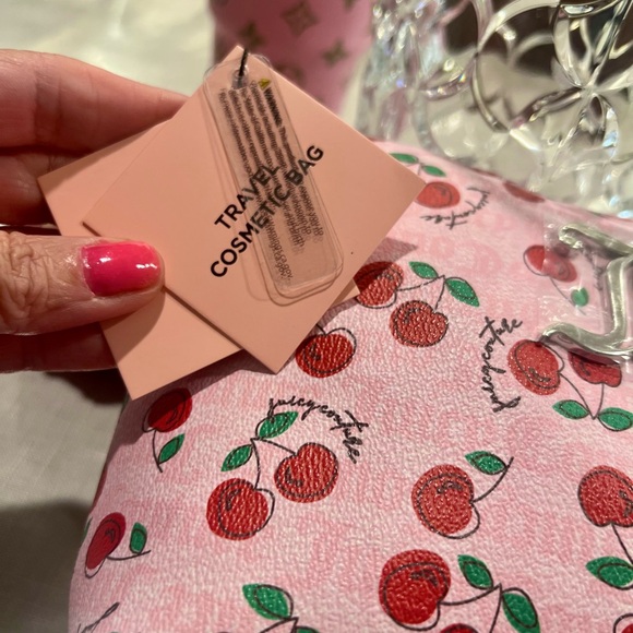 New Juicy Couture Pink Red Cherry Clutch Cosmetic Bag Cute Storage Coquette - Picture 12 of 17